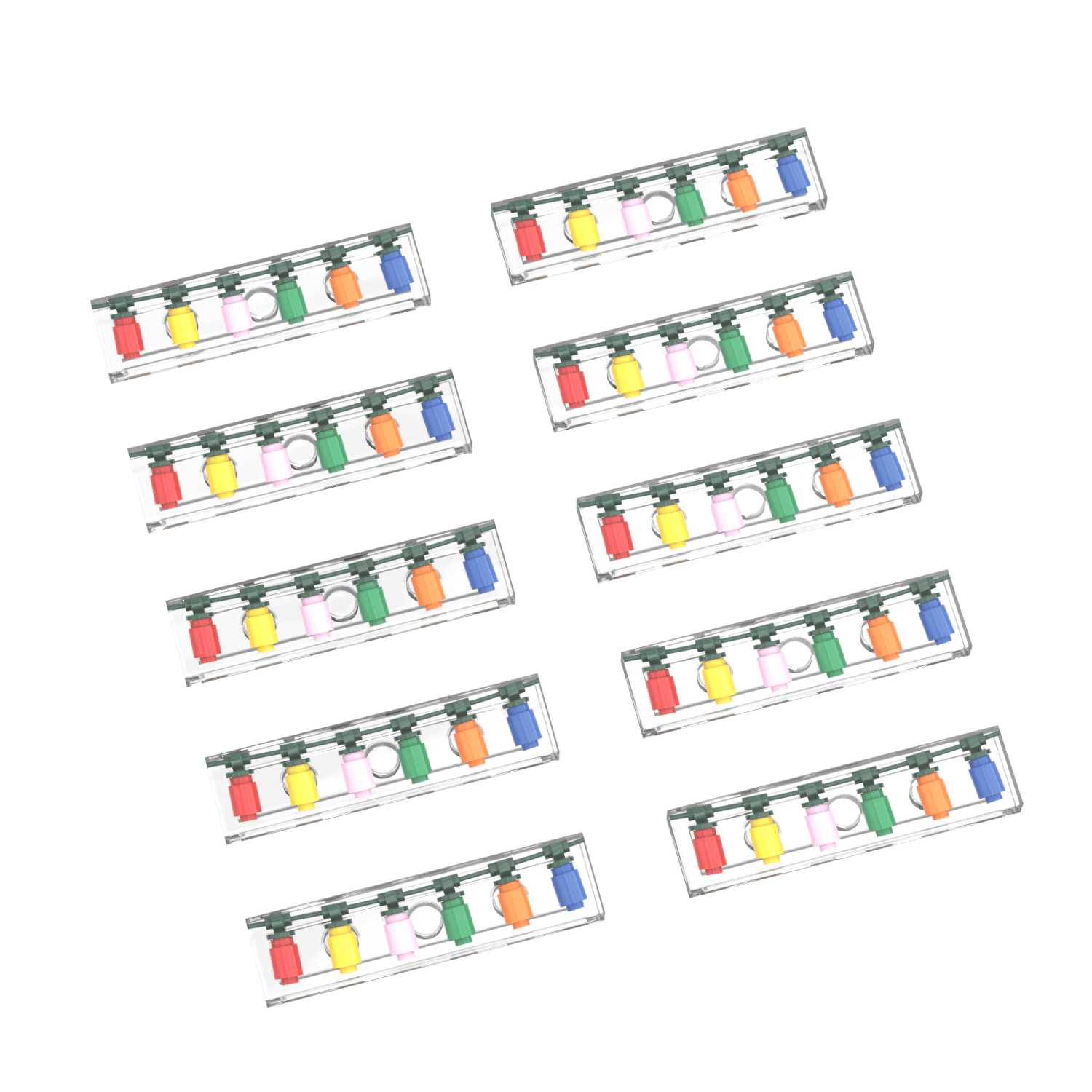 Christmas String Lights 'Clear' 10-Pack - Xmas Decor - Custom Printed - Made Using LEGO® Parts