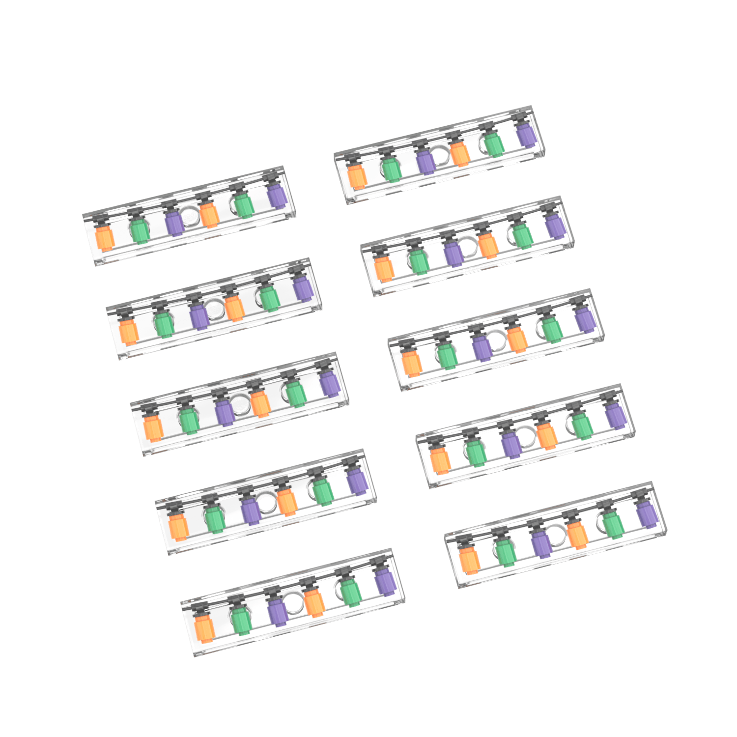 Pack of 10 printed Lego tiles of Halloween string lights 