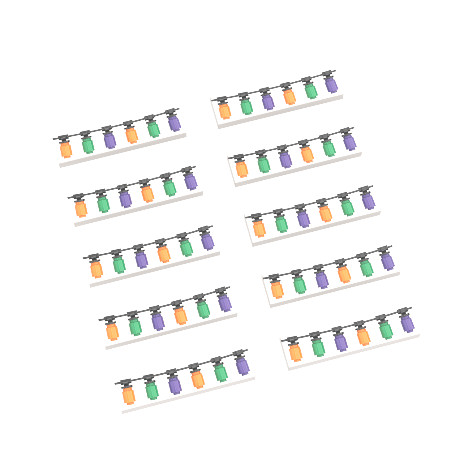 Halloween String Lights 'White' 10-Pack - Seasonal Decor - Custom Printed - Made Using LEGO® Parts