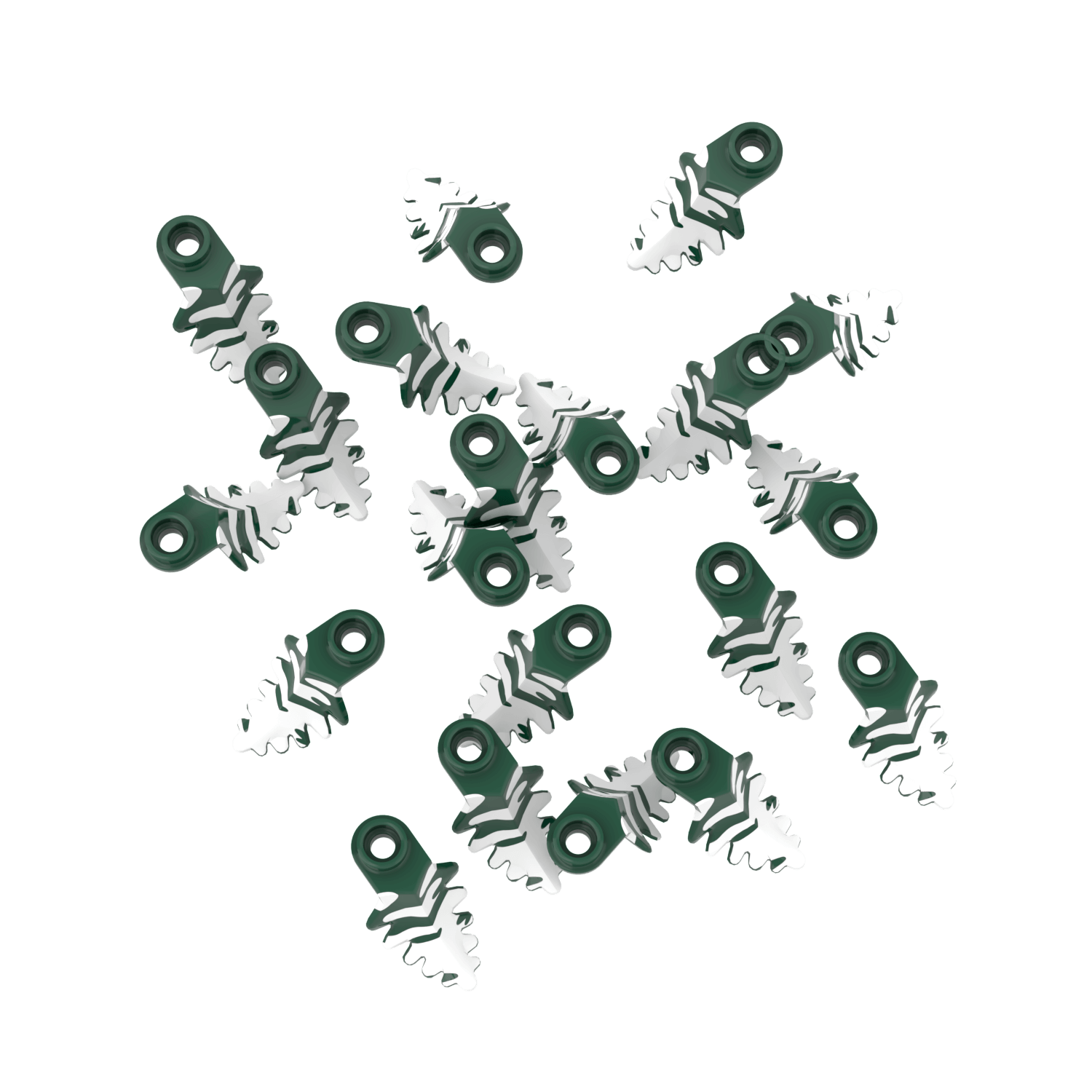 Dark Green Plant Leaf - Flocked Snow - 20 Pack - Made Using LEGO® Parts