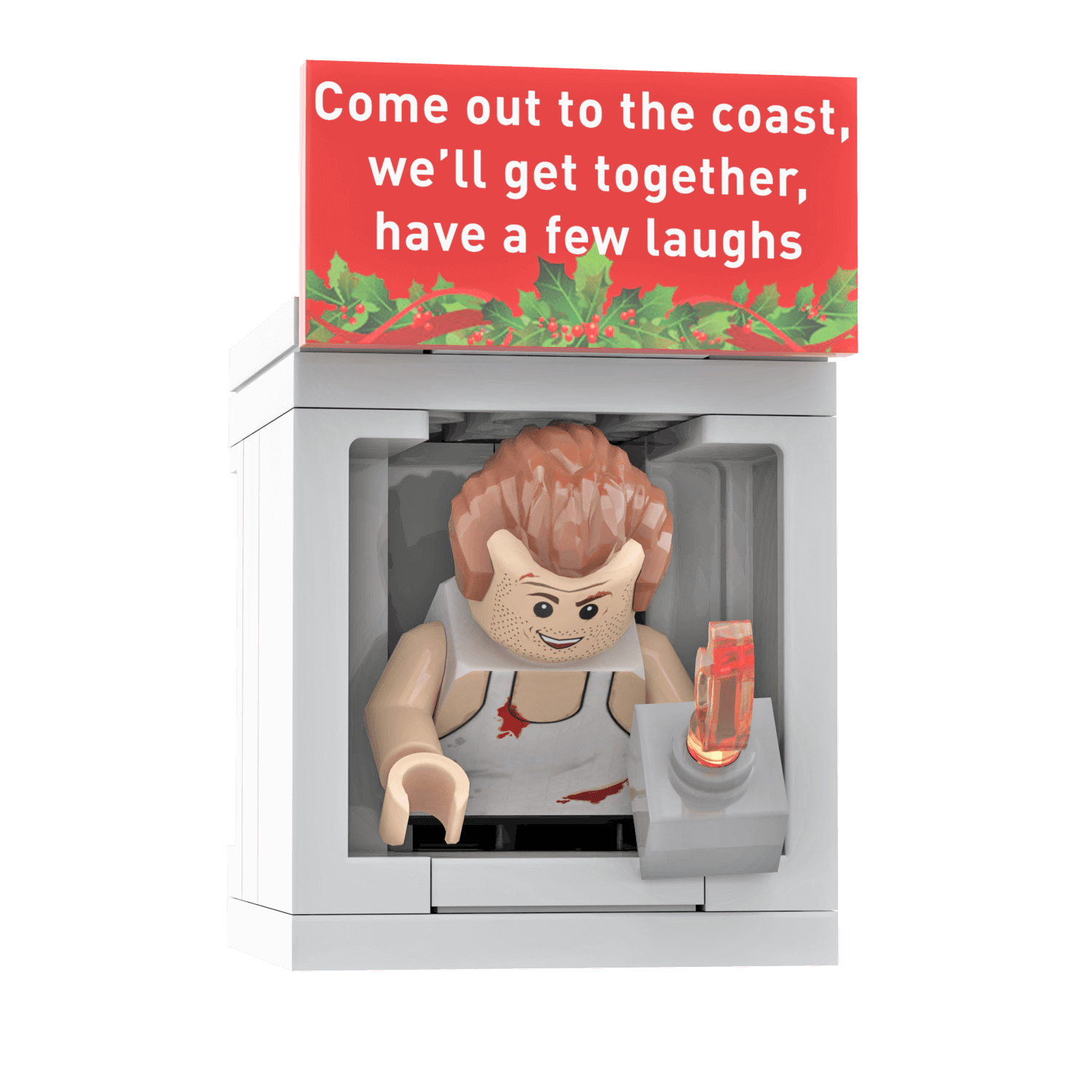Die Hard - John McClane In Vent - Holiday Ornament - Custom Printed - Made Using LEGO® Parts