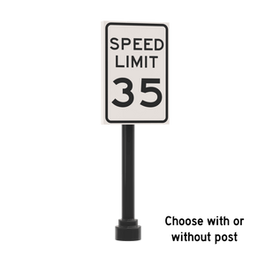 35 MPH Speed Limit Street Sign - Custom Printed 2x3 Tile - Made Using