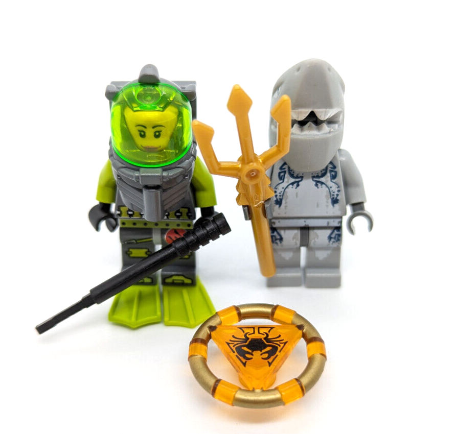 Lego Atlantis Diver Sam Rhodes (atl008) & Shark Warrior (atl004) Minifigure 8078 - StudBee