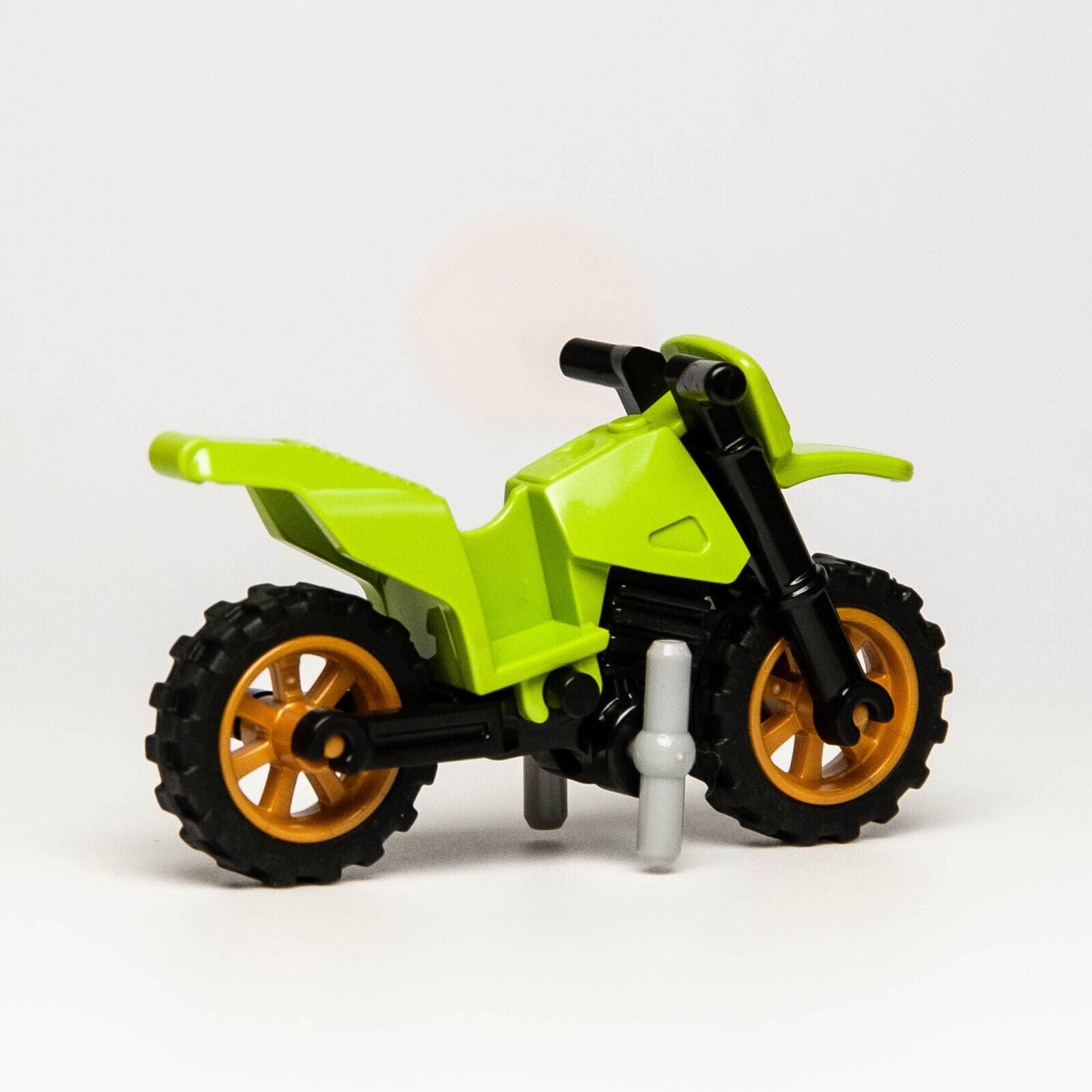 LEGO Lime Green Dirt Bike - Motorcycle Black Chassis Gold Rims Race Motorbike - StudBee