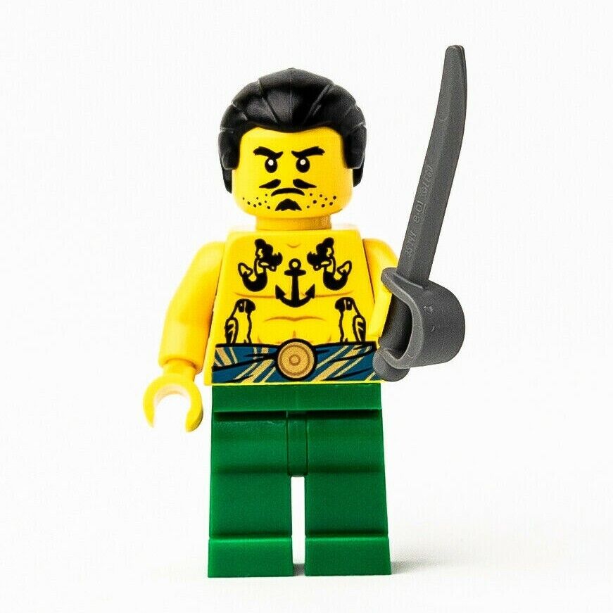 New LEGO Tattooga w/ Sword Minifigure - Pirates of Barracuda Bay (idea072) - StudBee