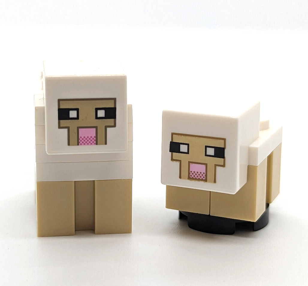 LEGO Minecraft Sheep (Lot of 2) -  Mom and Baby Lamb (minesheep07 minesheep08) - StudBee