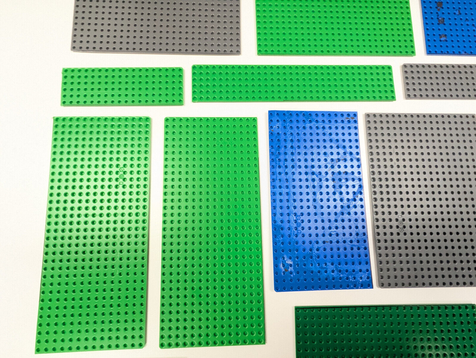 Lot of Cut / Damaged Lego Baseplates - Blue Green Gray