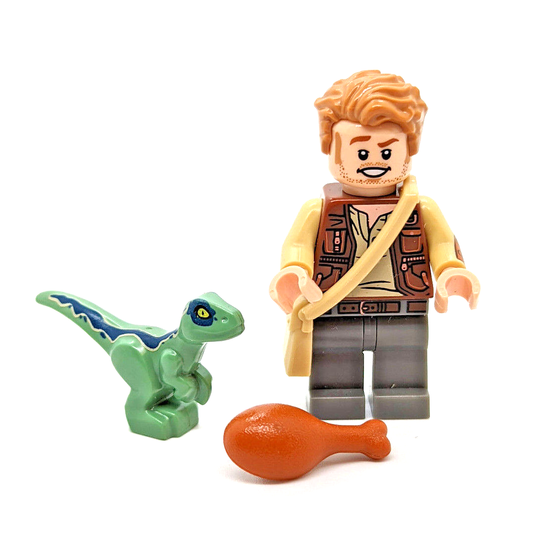 Lego Jurassic World Minifigure - Owen Grady w/ Pouch & Blue 5005255 Bricktober