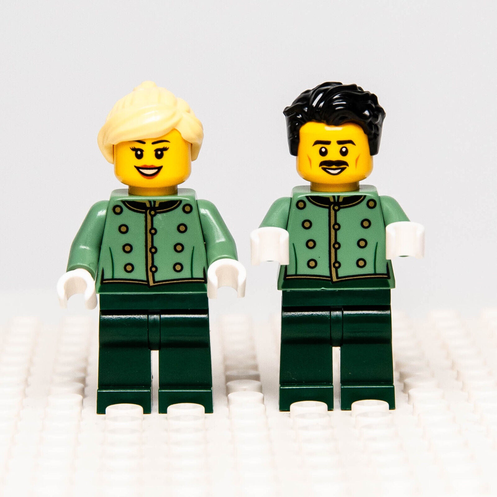 Lego Boutique Hotel Minifigures: Bellhop & Receptionist w/ Luggage Cart 10297 - StudBee