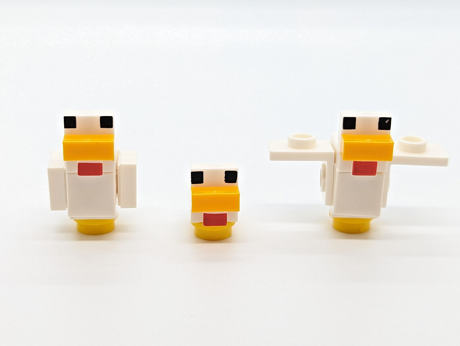 (Lot of 3) Lego Minecraft Chicken Minifigures - Brick Built, White Feathers - StudBee