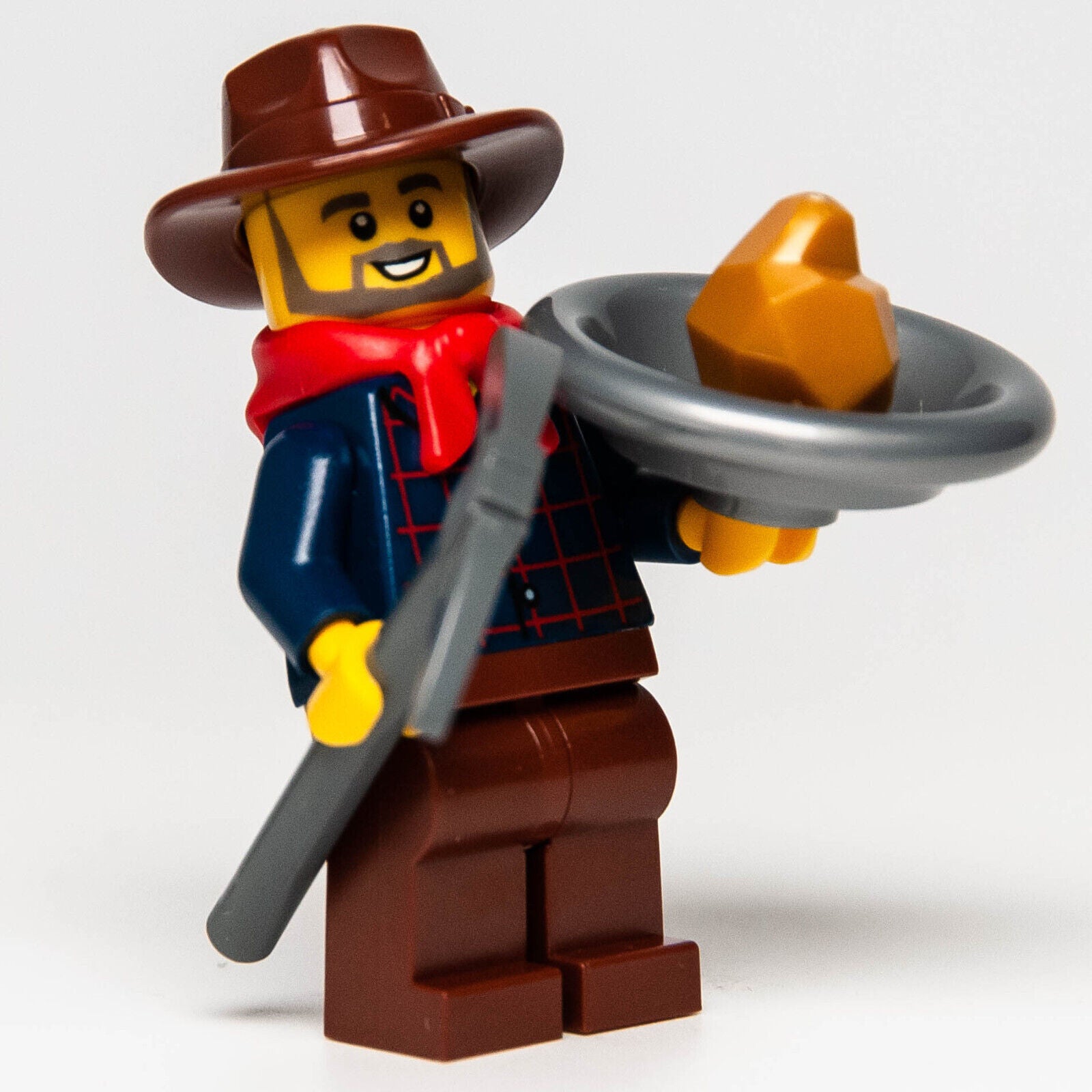 NEW LEGO Western Gold Miner Prospector Minifigure (ww025) 45023 w/ Nugget & Pan - StudBee