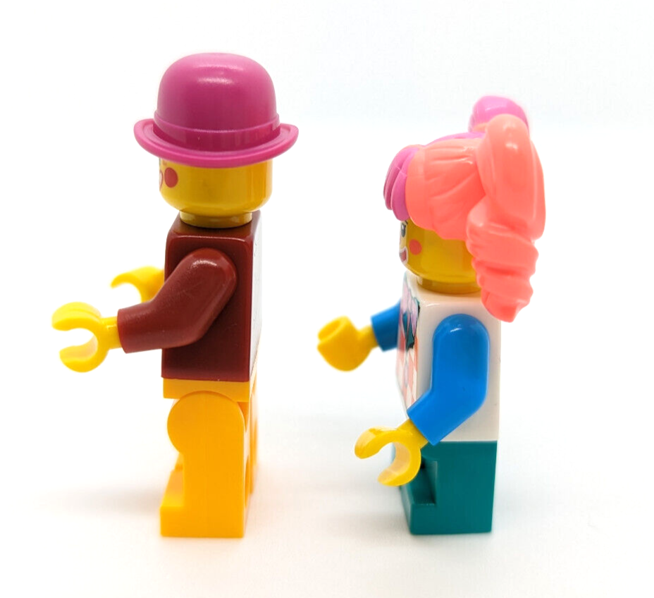 New Lego BAM Minifiguress - (hol297)Birthday Clown w/ Balloon Dog & Girl Clown - StudBee