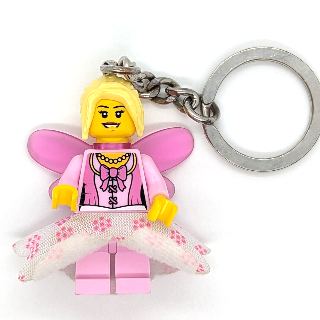 LEGO Fairy Girl with Cloth Skirt, Pink Wings Minifigure Keychain (850951) - StudBee