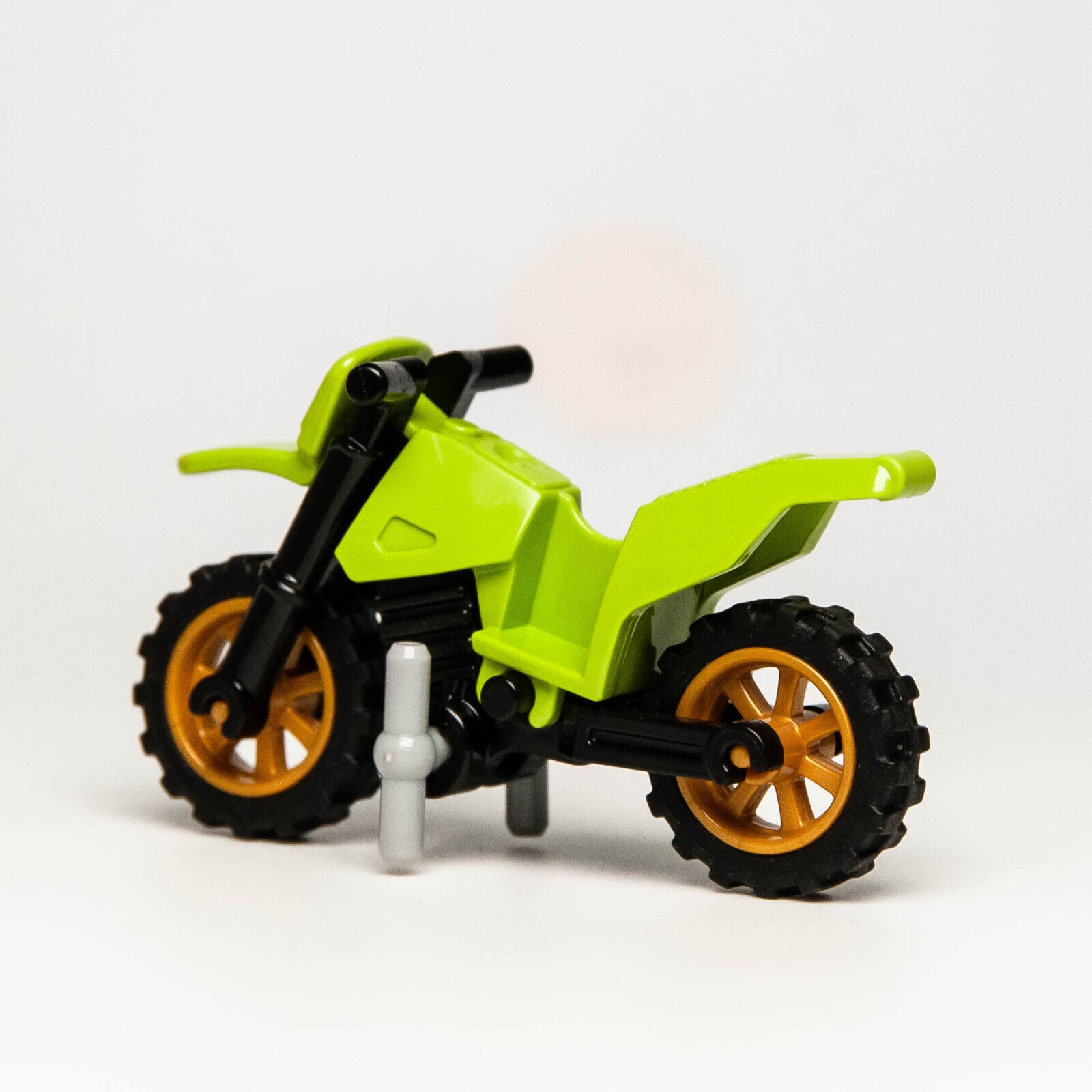 LEGO Lime Green Dirt Bike - Motorcycle Black Chassis Gold Rims Race Motorbike - StudBee