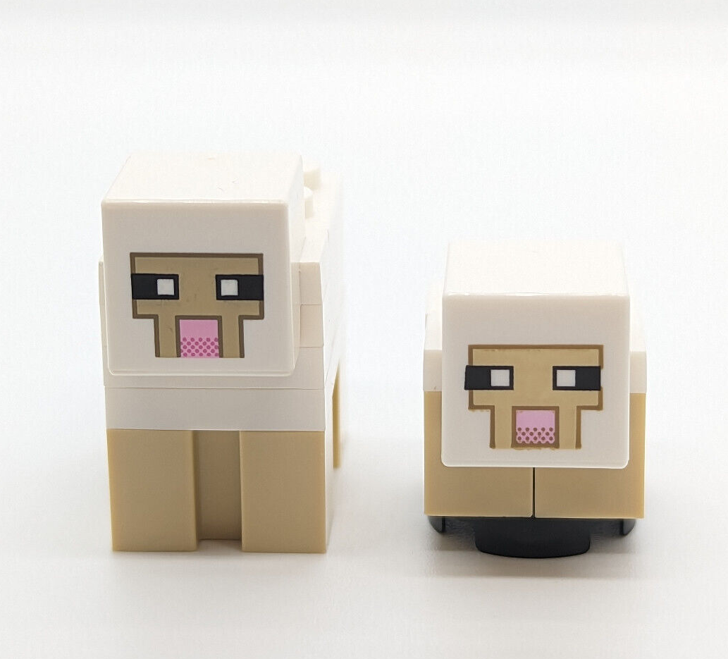 LEGO Minecraft Sheep (Lot of 2) -  Mom and Baby Lamb (minesheep07 minesheep08) - StudBee