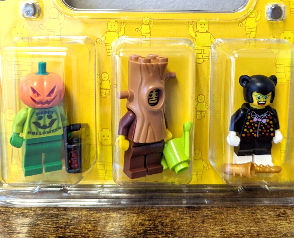 New (Lot of 3) Lego BAM 2023 Minifigures: Halloween Tree Cat Jack-O-Lantern (blk - StudBee