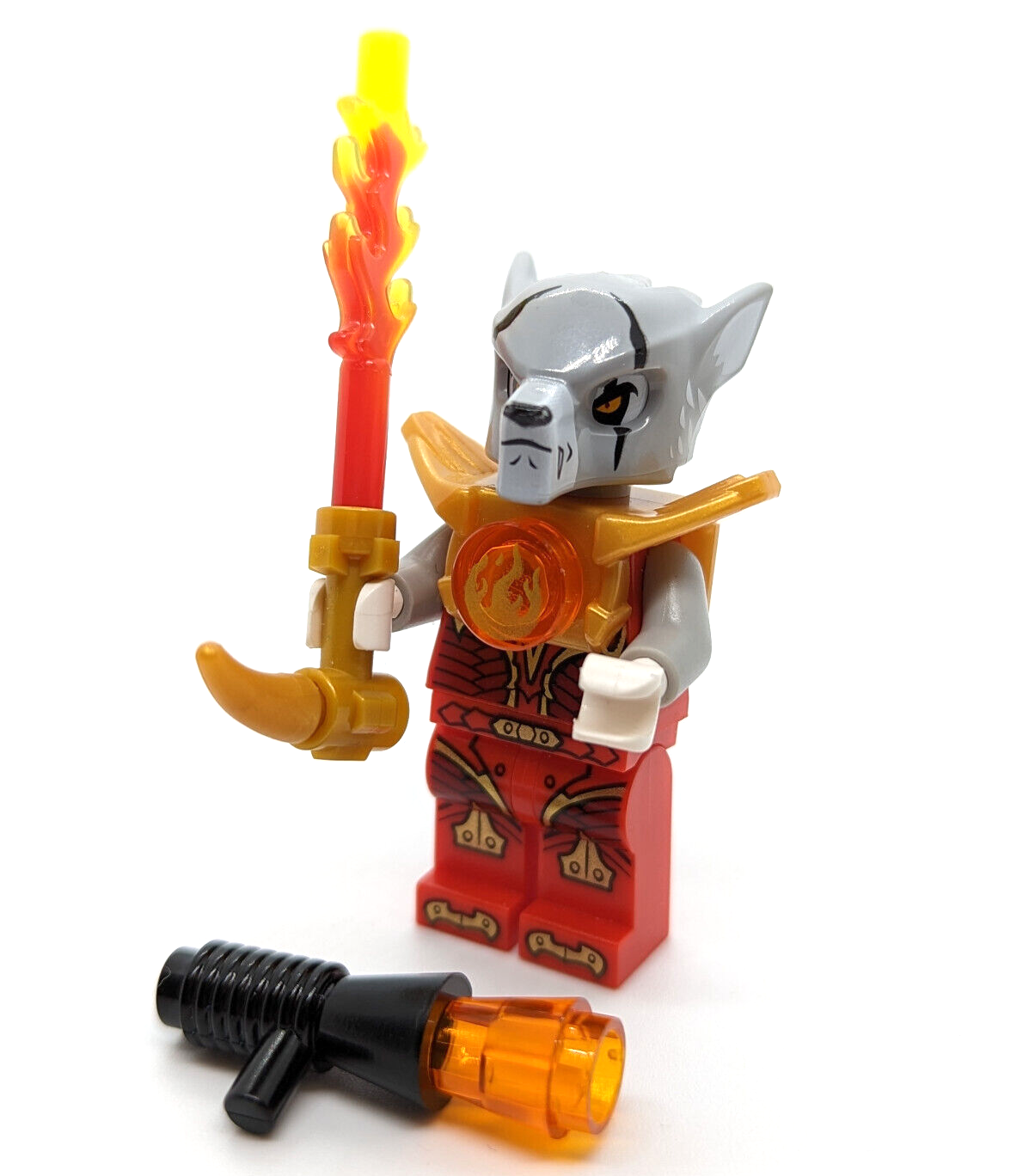Lego Chima Minifigure - Worriz Fire Chi With Gold Armor (loc089) - StudBee