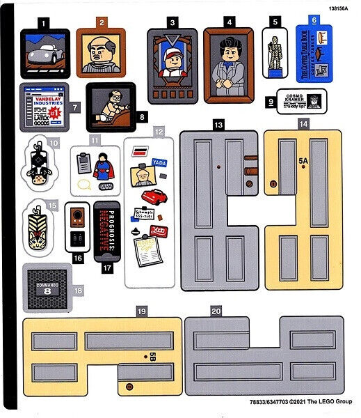 LEGO STICKER SHEET for 21328  Seinfeld - New & Genuine! (idea - StudBee