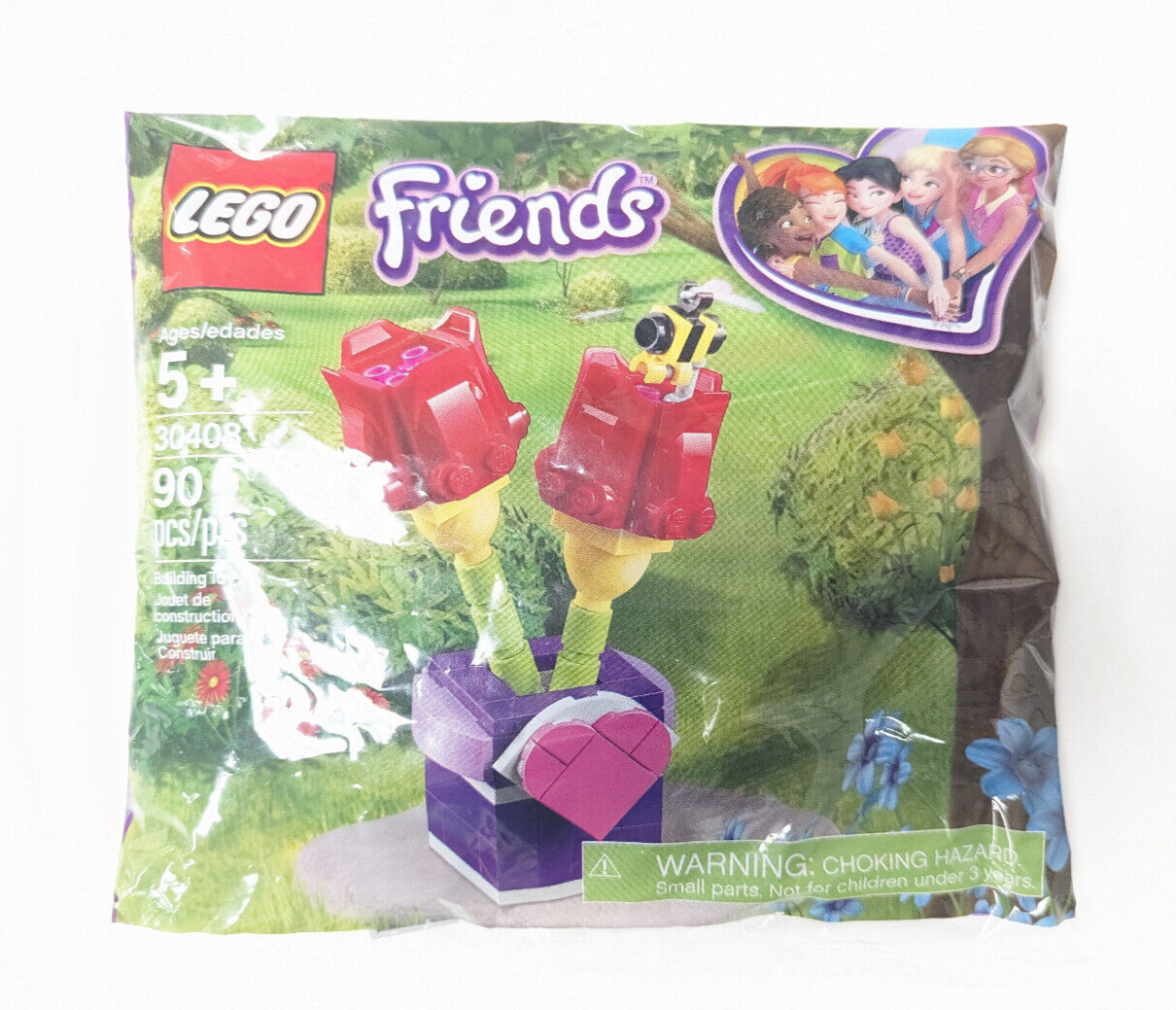 New/Sealed  LEGO 30408 Friends - Red Tulips (Polybag) - Heart Bee Valentine's - StudBee
