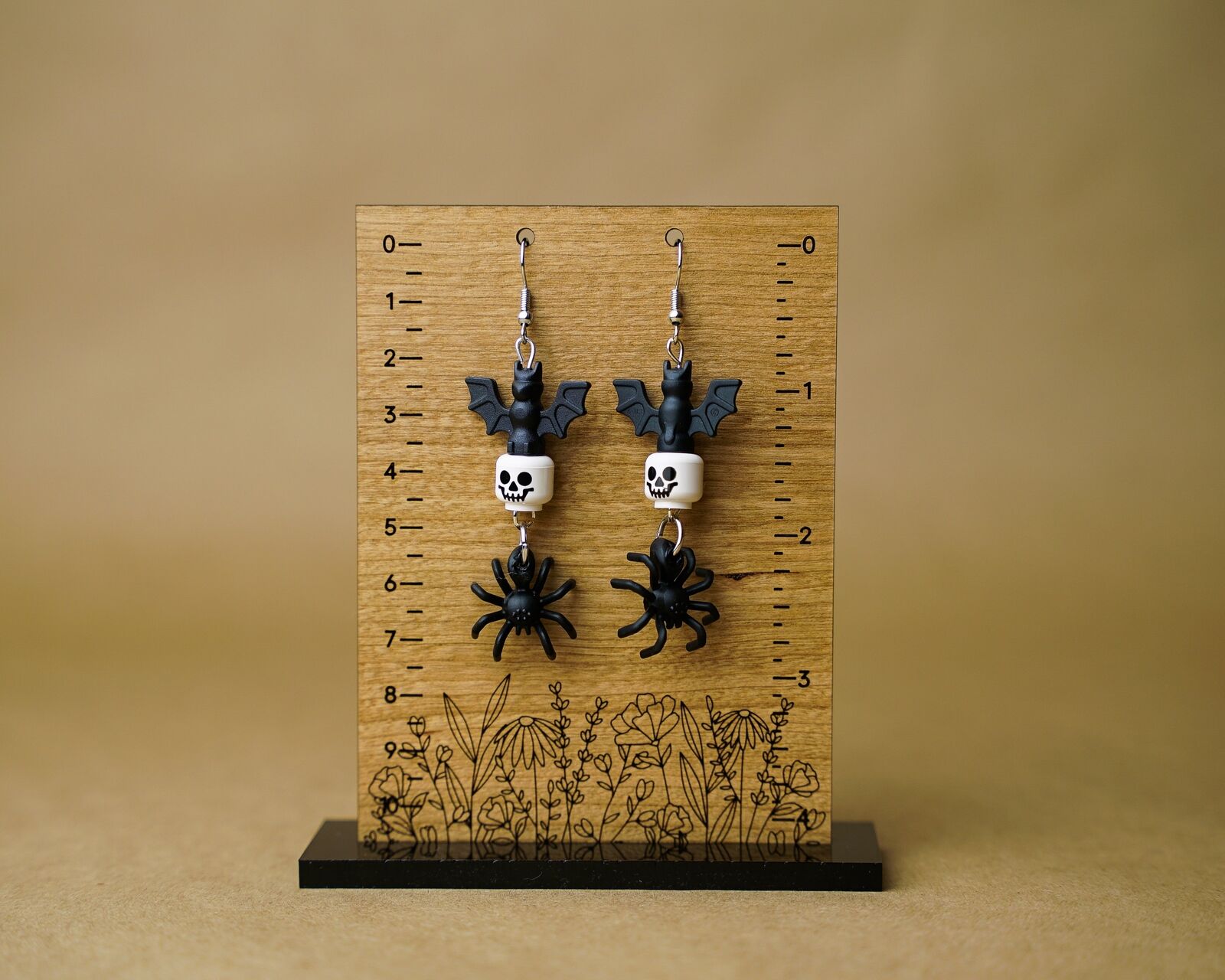 Frightful Night LEGO Halloween Earrings with Bats, Skulls & Spiders - StudBee