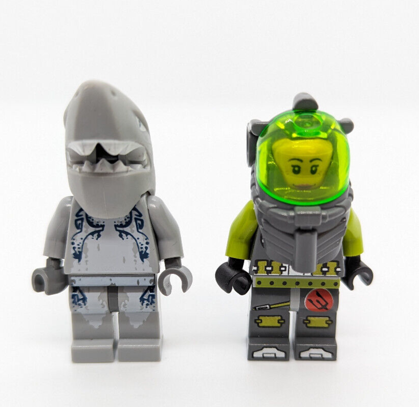 Lego Atlantis Diver Sam Rhodes (atl008) & Shark Warrior (atl004) Minifigure 8078
