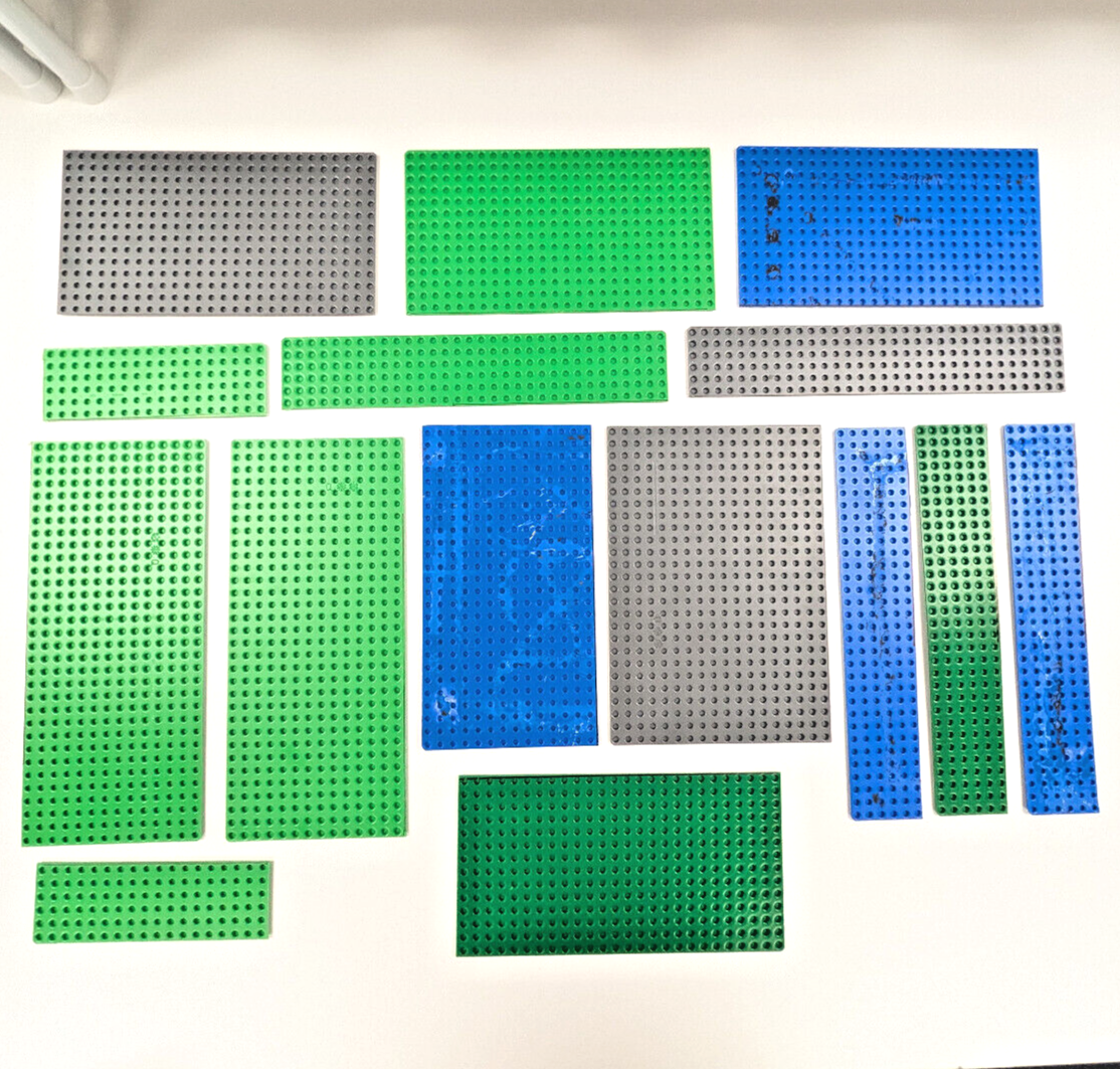 Lot of Cut / Damaged Lego Baseplates - Blue Green Gray