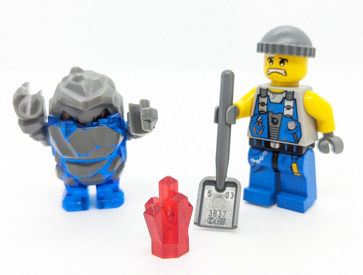 Lego Power Miners 8707 Minifig Lot:  Engineer & Glaciator Blue Rock Monster (pm - StudBee