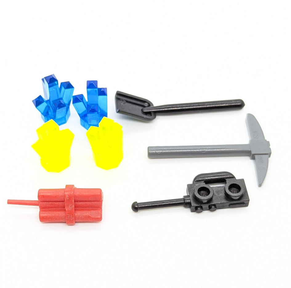 (Lot of 3) Lego Power Miners Minifig w/ Tools & Crystals 8709 Mining Station (pm - StudBee