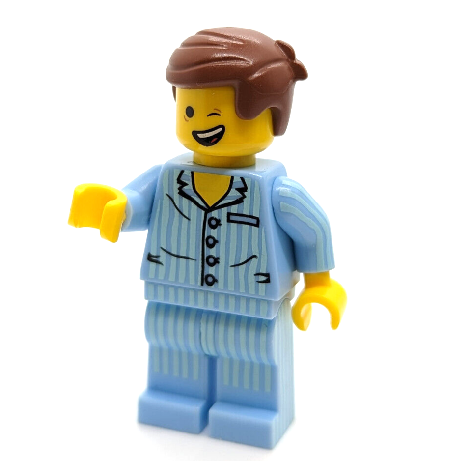 NEW Lego Movie Minifigure - Emmet Light Blue Striped Pajamas (tlm061)