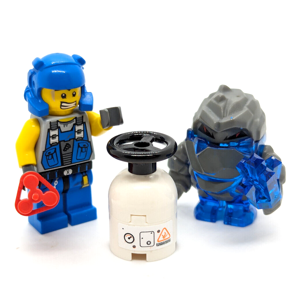 Lego Power Miners 8958 Minifigure Lot:  Miner & Glaciator Blue Rock Monster (pm - StudBee