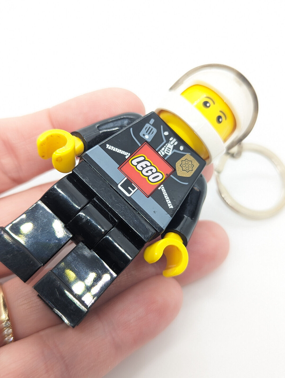 Lego Minifigure LED Keychain, Police Officer Mini Torch, 3" Tall - StudBee