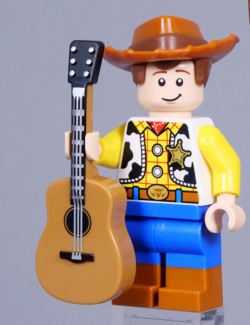 NEW Lego Toy Story Minifigure - Woody, Dual-Sided Head (toy016) w/ Guitar - StudBee