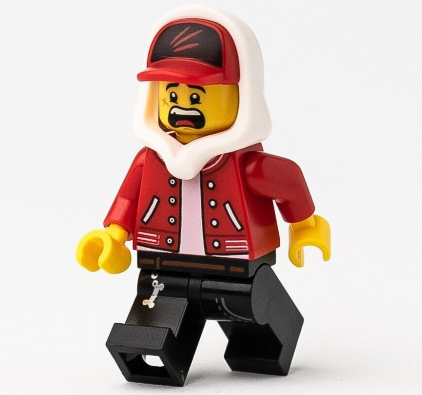 New LEGO Jack Davids - Red Jacket Cap Lopsided Smile / Scared Face (hs018) - StudBee