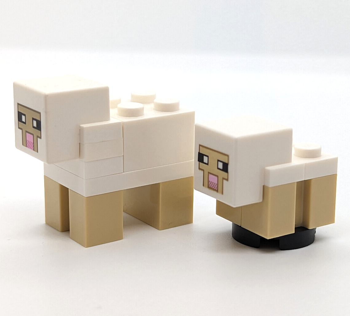 LEGO Minecraft Sheep (Lot of 2) -  Mom and Baby Lamb (minesheep07 minesheep08) - StudBee