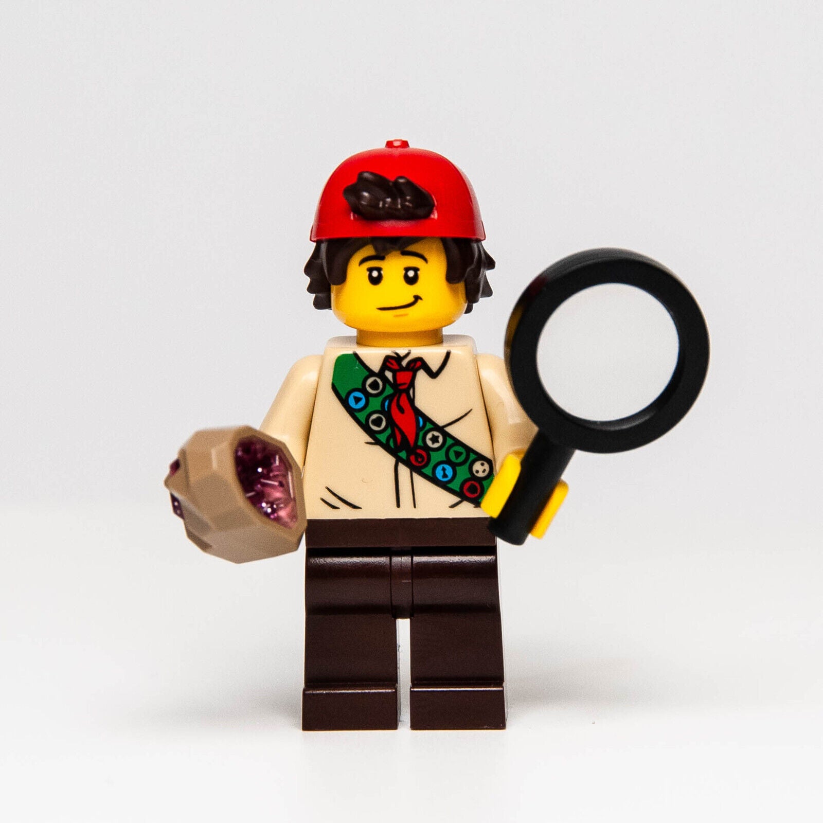 NEW Lego BAM Minifigure Boy Scout Explorer w/ Magnifying Glass & Geode