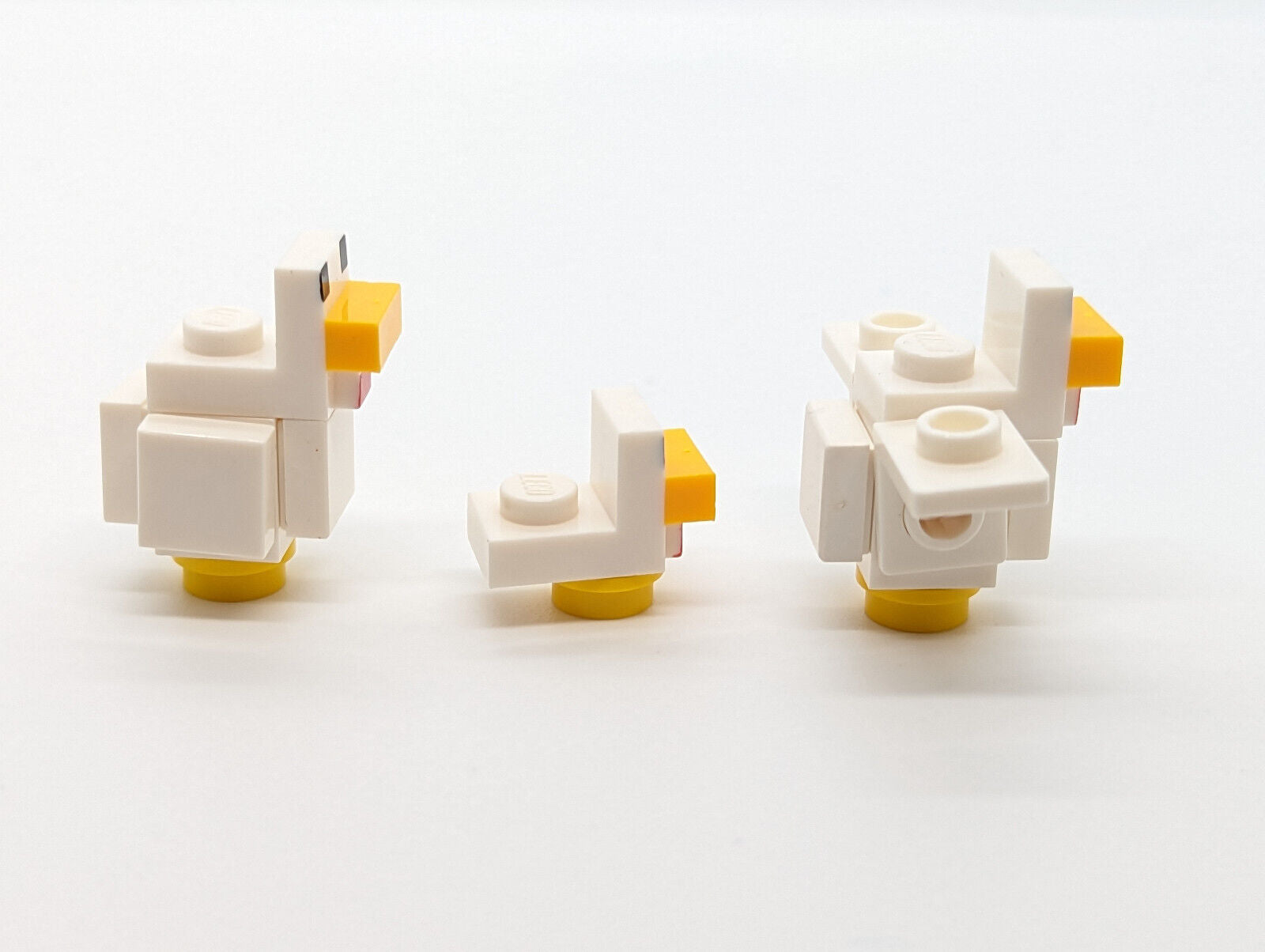 (Lot of 3) Lego Minecraft Chicken Minifigures - Brick Built, White Feathers - StudBee