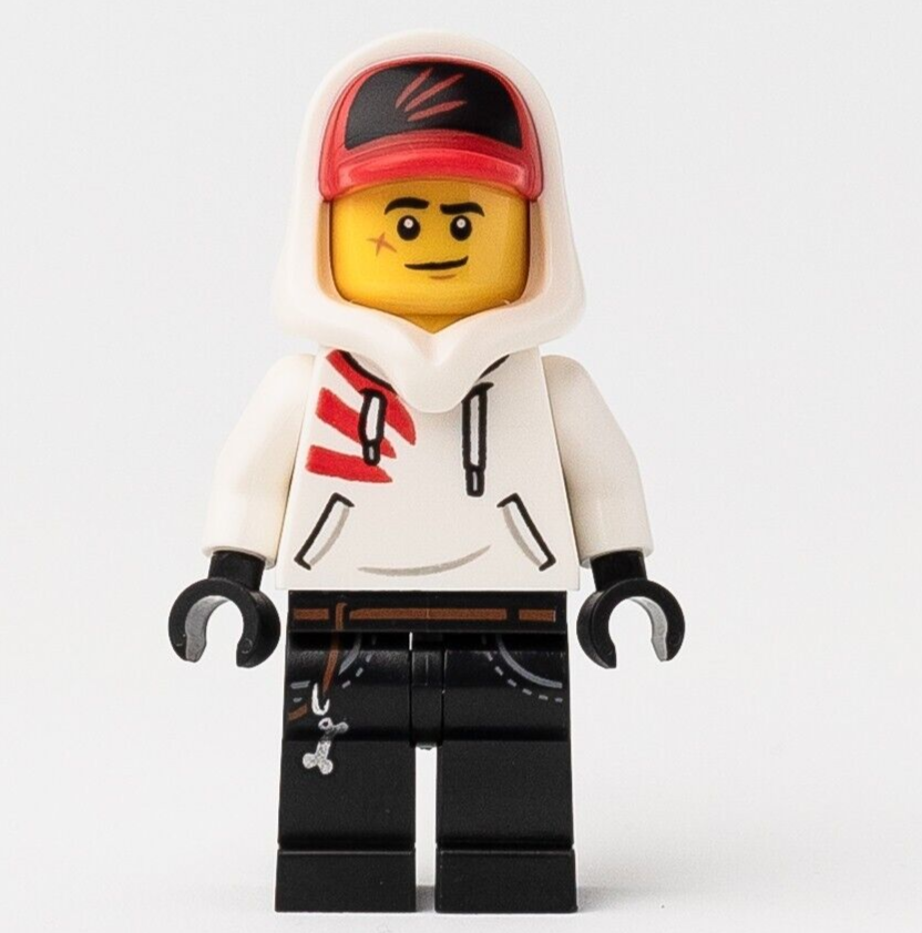New LEGO Jack Davids - White Hoodie with Cap and Hood Minifigure - (hs009) - StudBee