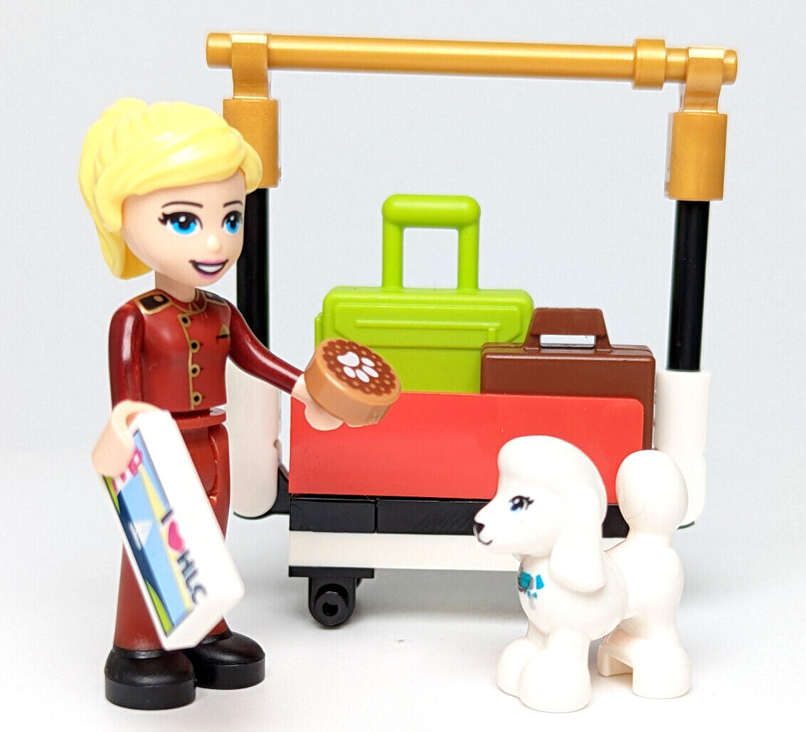 NEW Lego Friends: Usher Stephanie w/ Hotel Luggage Cart & Poodle (frnd452) 41684 - StudBee