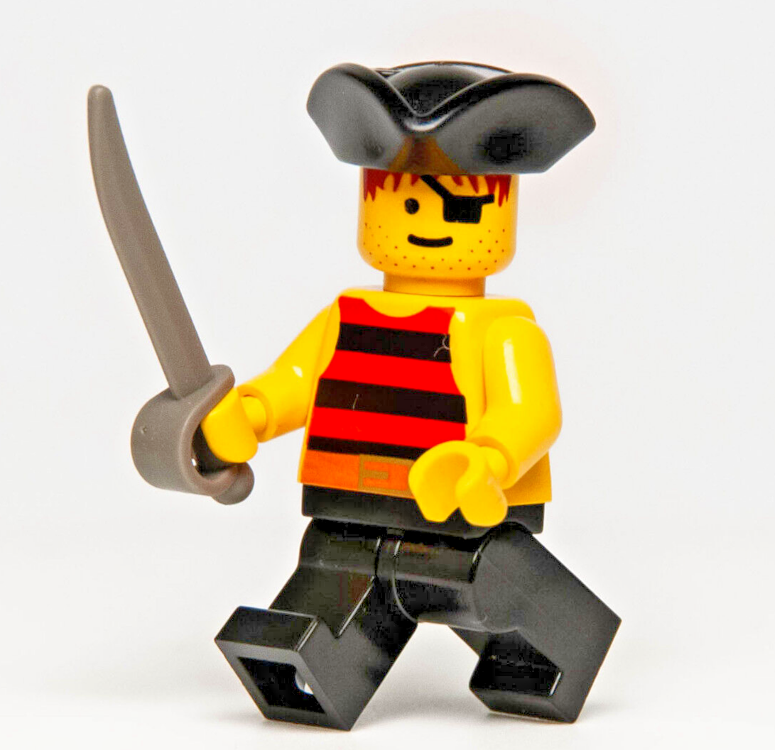 LEGO Pirates Minifigure - Red & Black Stripes Pirate (pi025) Imperial Post 6277 - StudBee