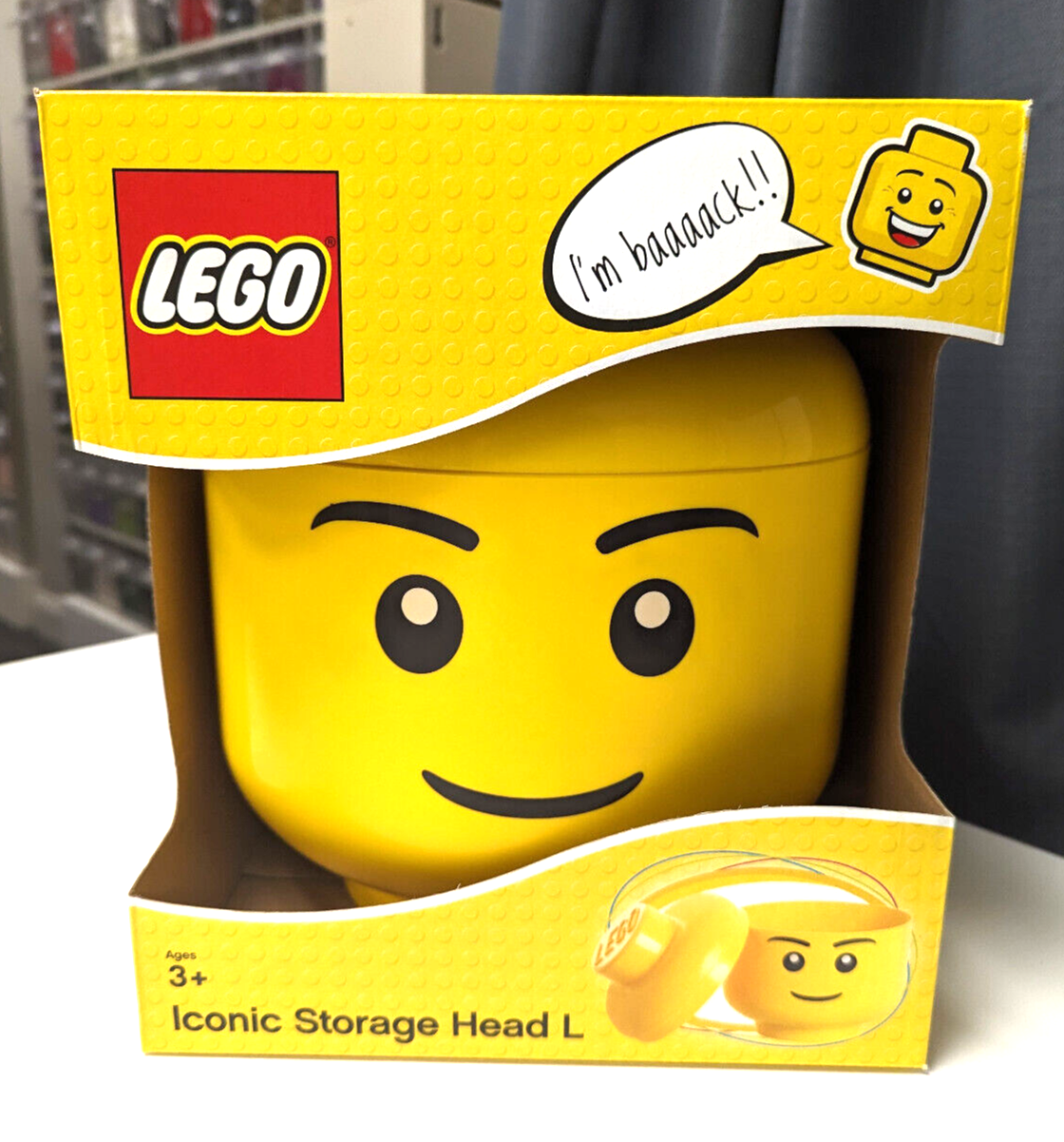 New LEGO Storage Head Large Iconic Boy 9.4x10.6” Box with Lid 4032 5005528 Decor - StudBee