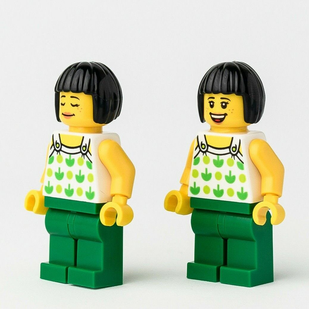 NEW (Lot of 2) Lego Minifigure: Green Apple Female 40198 City Town (twn350) Ludo - StudBee