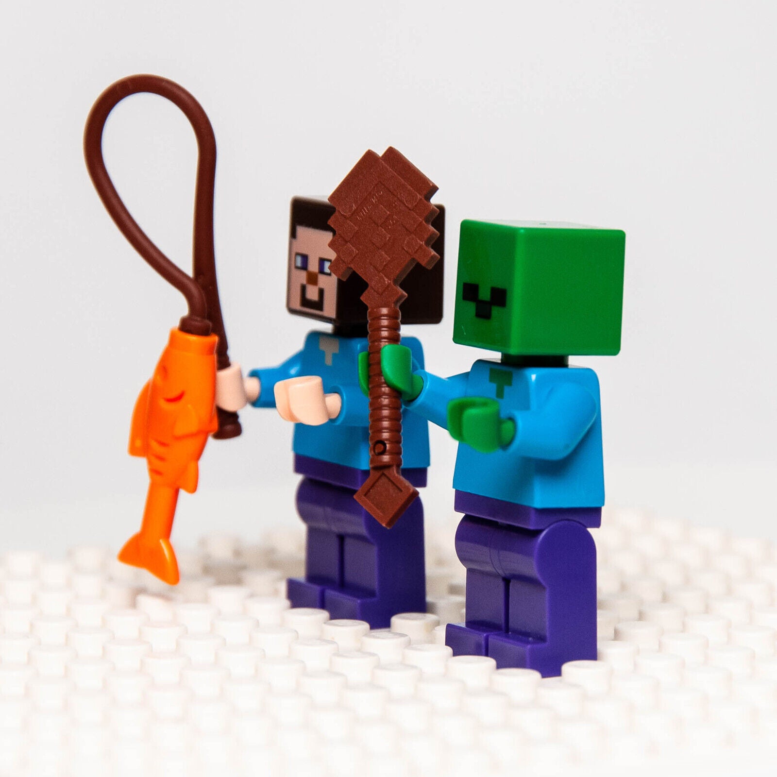 (Lot of 2) LEGO 21134 Minecraft Minifigures: Steve w/ Fishing Pole &Zombie (min