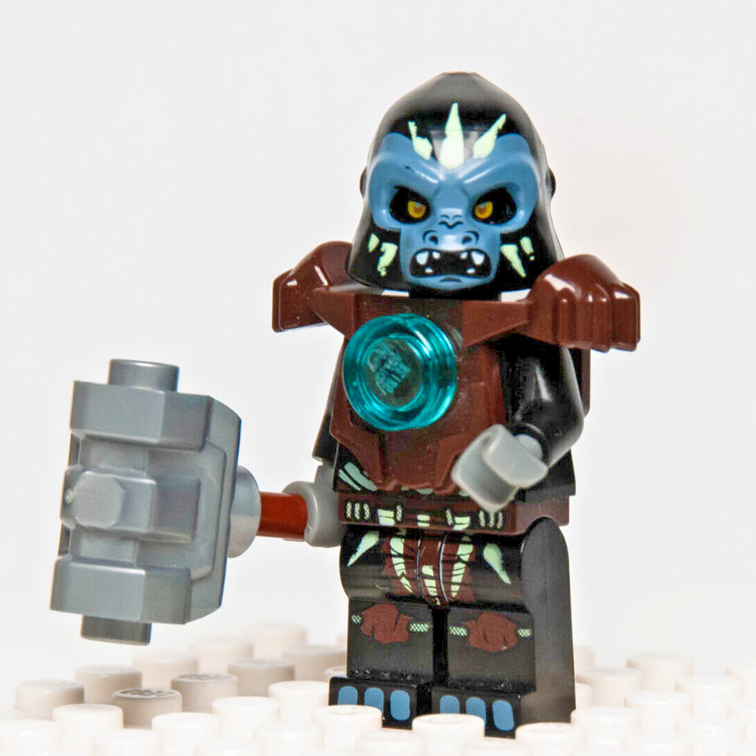Lego Chima Minfigure: Gorzan Dark Brown Armor (loc035) with Hammer 70008 Gorilla - StudBee