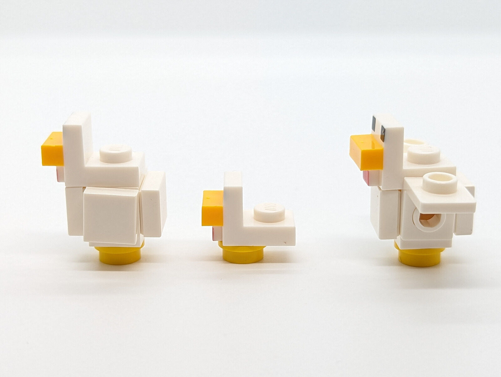 (Lot of 3) Lego Minecraft Chicken Minifigures - Brick Built, White Feathers - StudBee