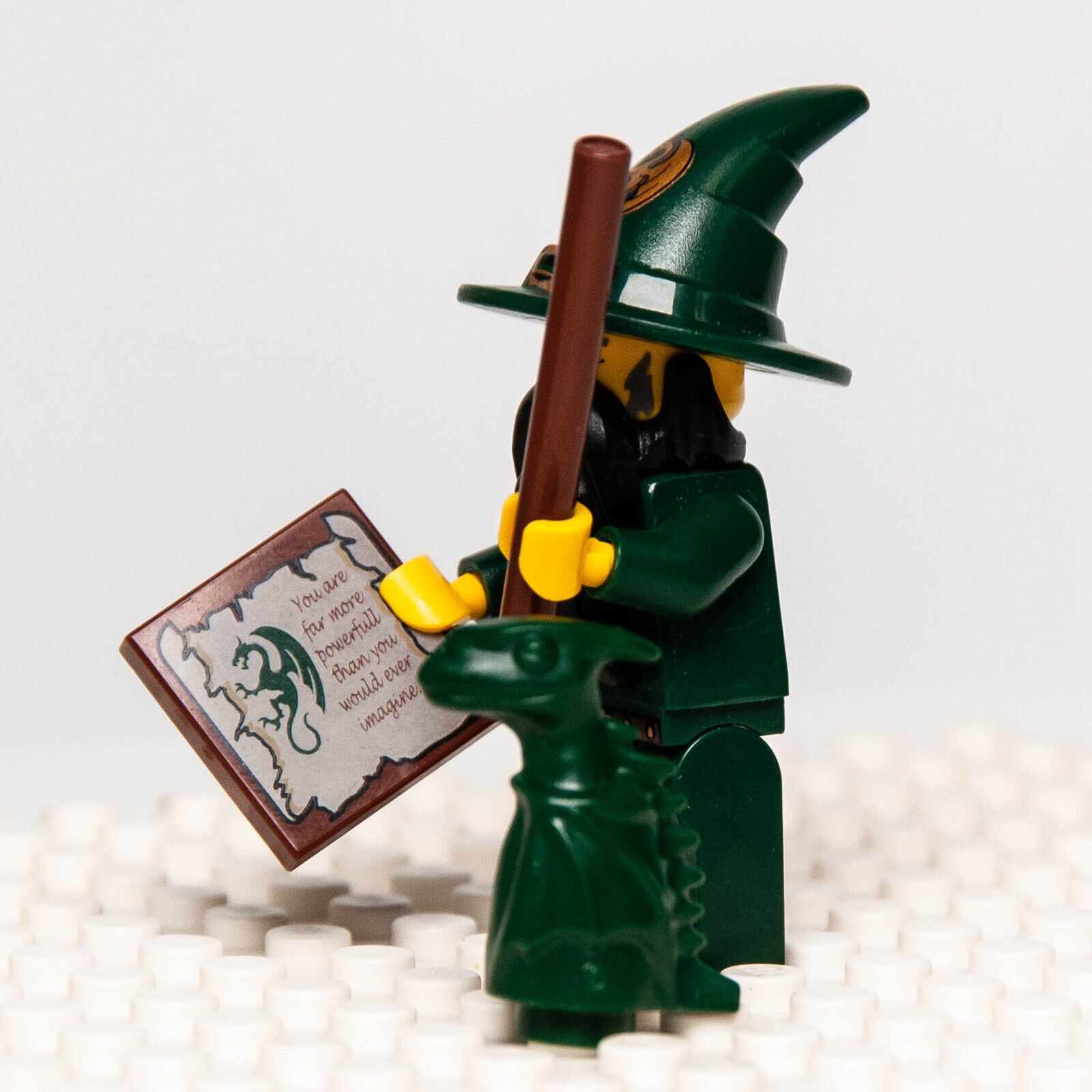 LEGO Castle Kingdoms Wizard Minifigure (cas435) with Dragon & Scroll 7955