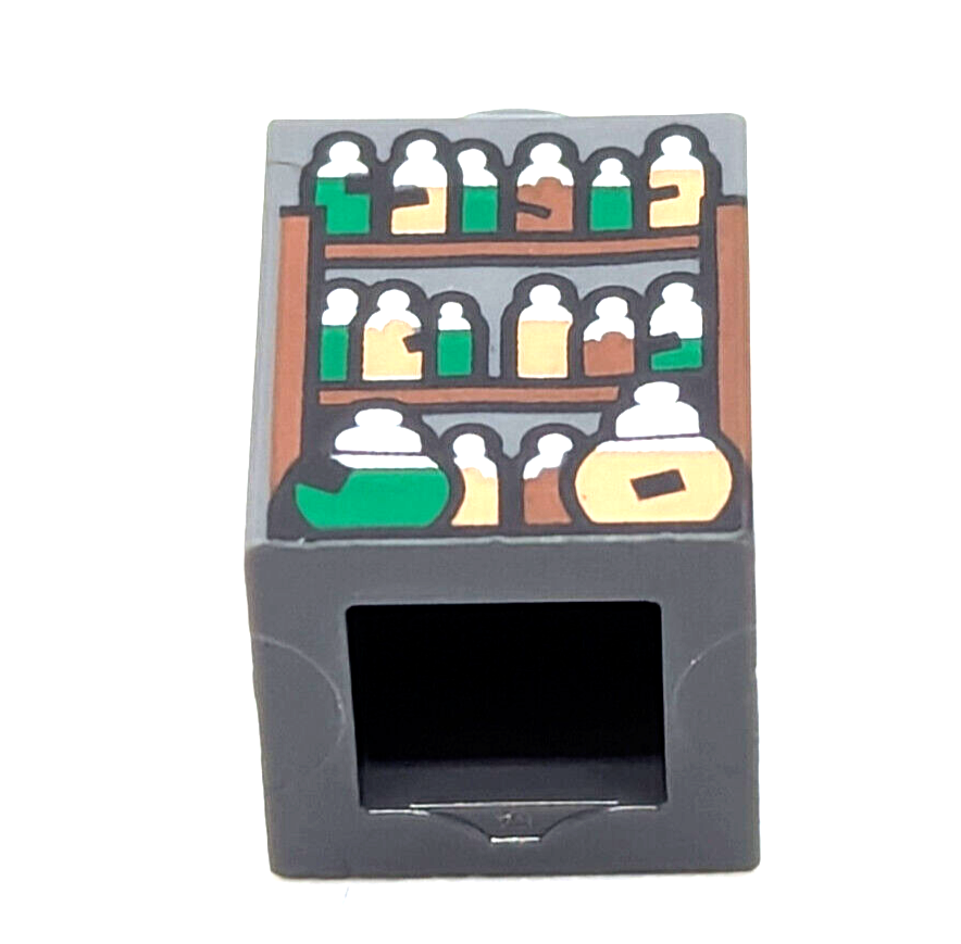 LEGO Shelves Potion Bottles Pattern - 1x1 Gray Brick - Harry Potter Castle 76419