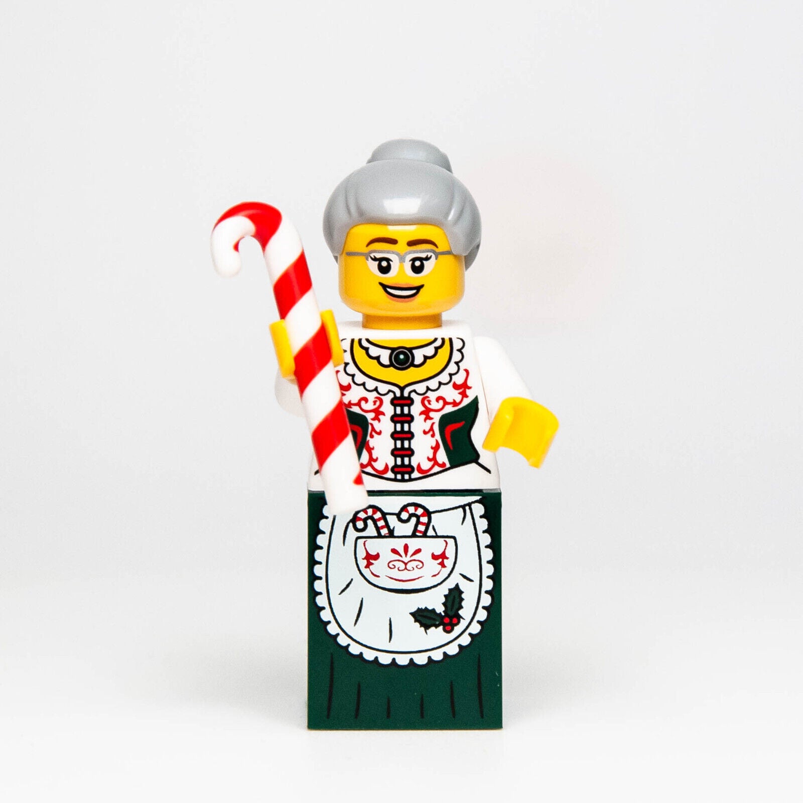 New LEGO 2018 BAM Minifigure: Mrs. Claus Dark Green Skirt & Candy Cane (hol241) - StudBee