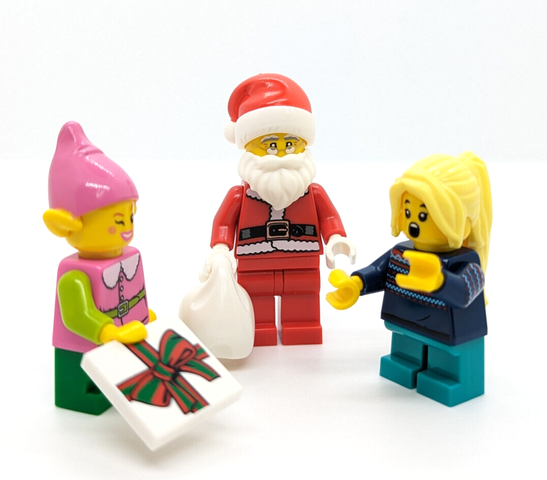 Lego 2020 BAM Minifigure Lot: Santa, Pink Elf, & Girl (bam202004 Christmas) - StudBee