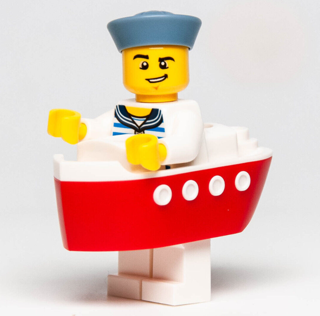 New LEGO 2023 BAM Minifigure - Red Ferry Boat Costume Sailor Guy - StudBee