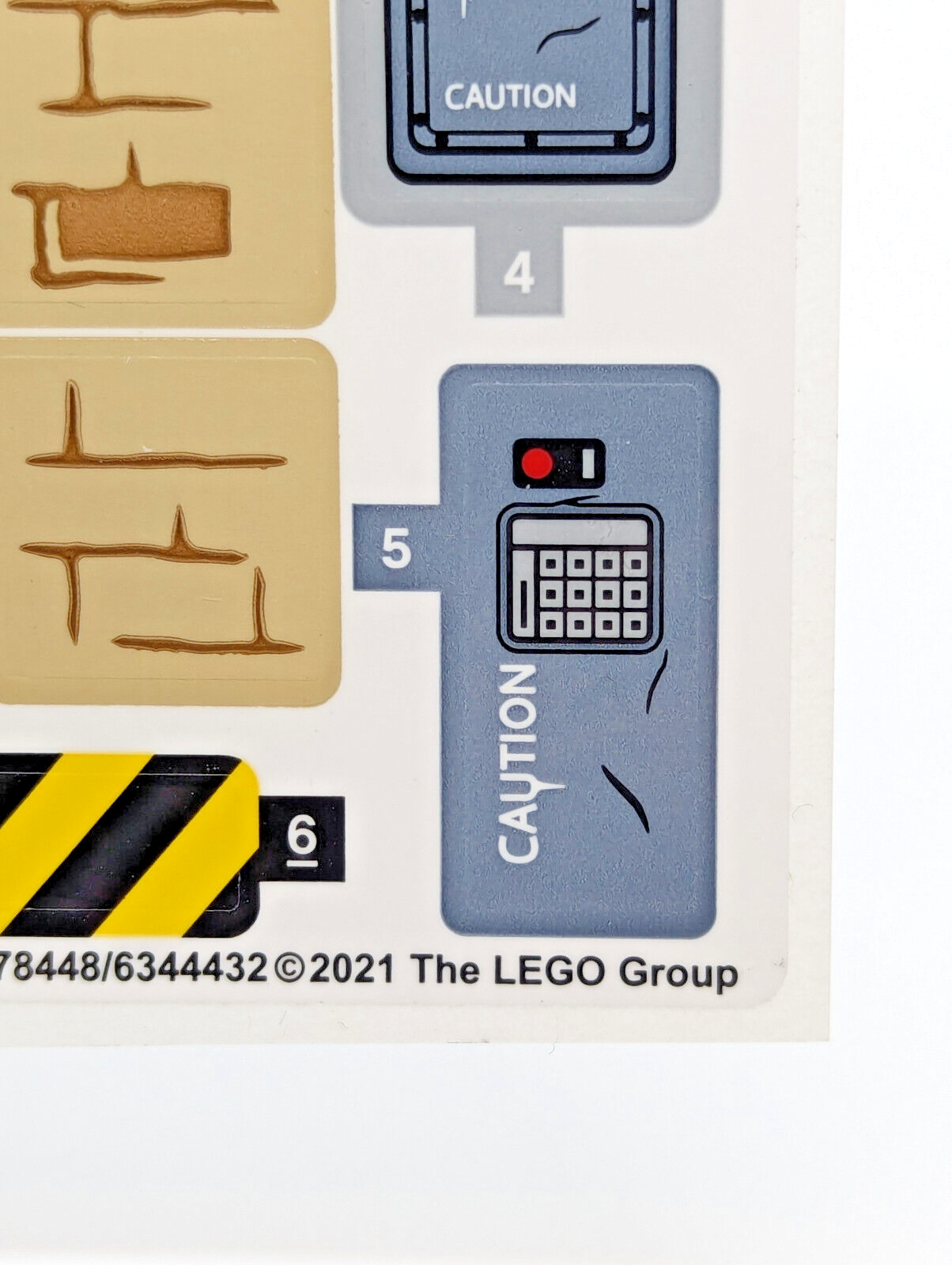 NEW LEGO Sticker Sheet: Set 76948 Jurassic Breakout Caution Stripe Brick Pattern